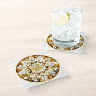 GOLD CHRISTMAS HOLIDAY STAINED GLASS LOOK COASTER