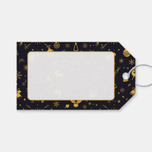 Gold Christmas Icons Gift Tag