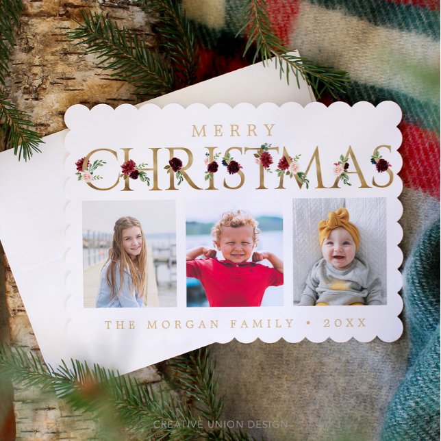 Gold Christmas Lettering Photo Cards (Creator Uploaded)