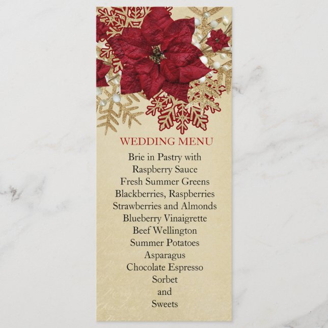 Gold Christmas Miracle Wedding Menu (Front)