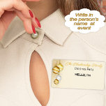 Gold Christmas Ornament Border Sticker Name Tag<br><div class="desc">Help your guests remember or learn names at your holiday gathering with a personalised paper label sticker name tags featuring gold and white Christmas ornaments along the left border. The shipping label size and design allow room for writing in the attendee's name at the party. A gold marker pen might...</div>