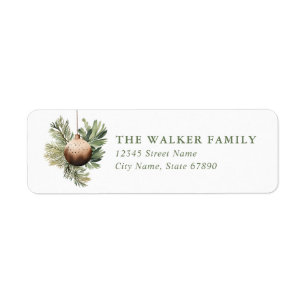 Gold Christmas Ornament Return Address Labels