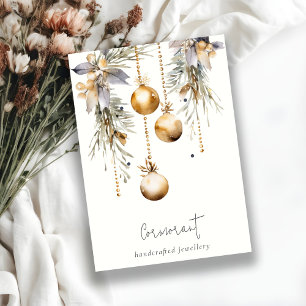 Gold Christmas Ornaments 2 Earring Stud Holder Business Card
