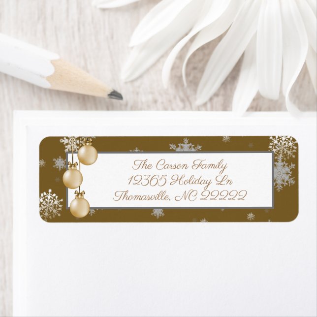 Gold Christmas Ornaments Address Label (Insitu)