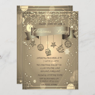 Gold,Christmas Ornaments Company Christmas Party  Invitation