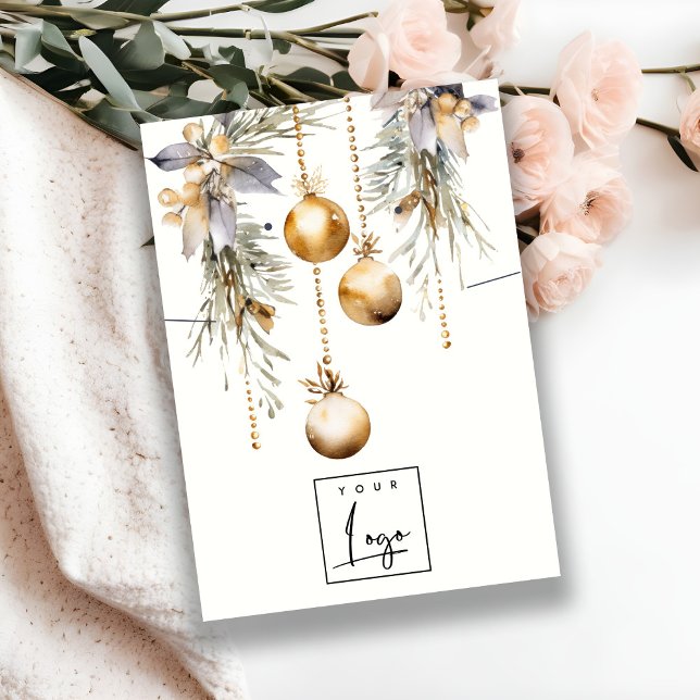 Gold Christmas Ornaments Logo Earring Necklace  Business Card (Creator Uploaded)