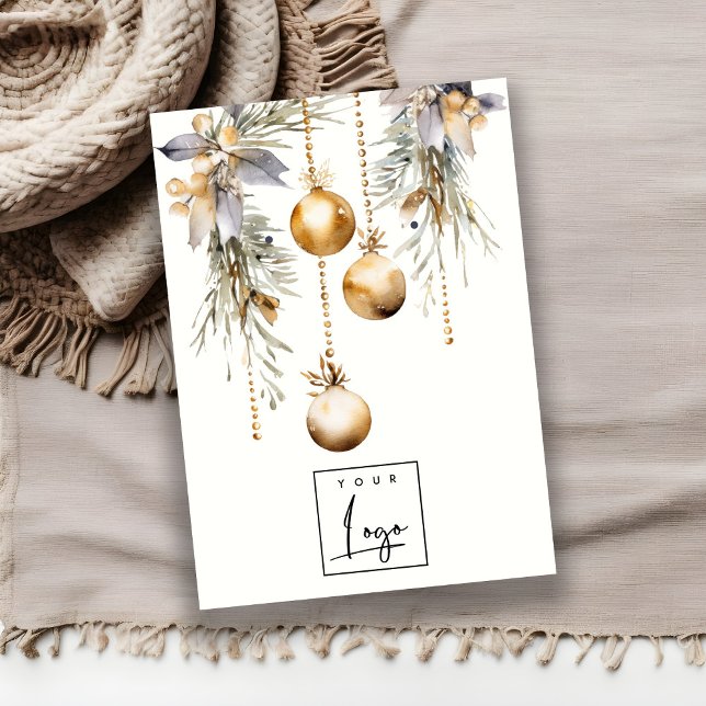 Gold Christmas Ornaments Logo Earring Stud Holder Business Card (Creator Uploaded)