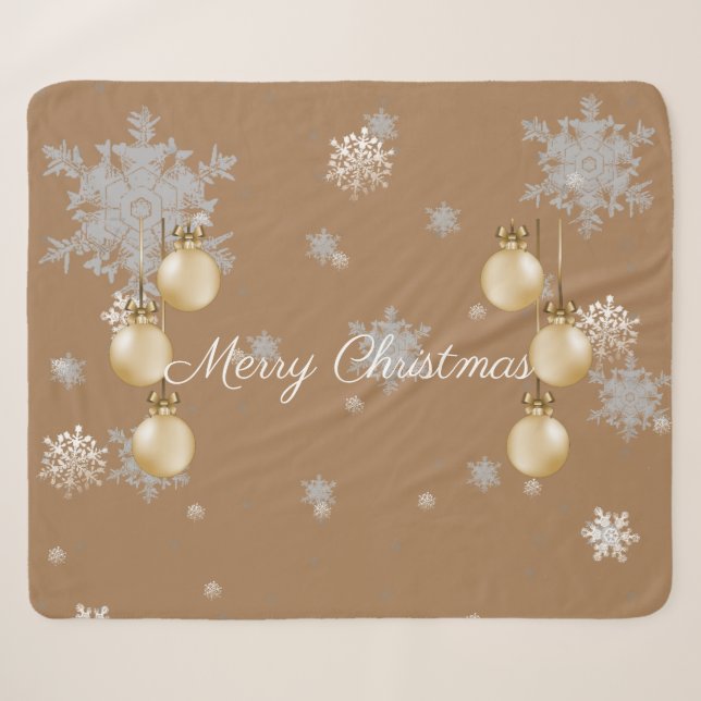 Gold Christmas Ornaments Sherpa Blanket (Front (Horizontal))