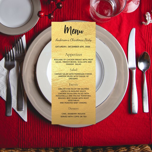 Gold Christmas party dinner menu (Creator Uploaded)
