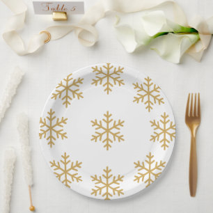 Gold Christmas Party Paper Plate