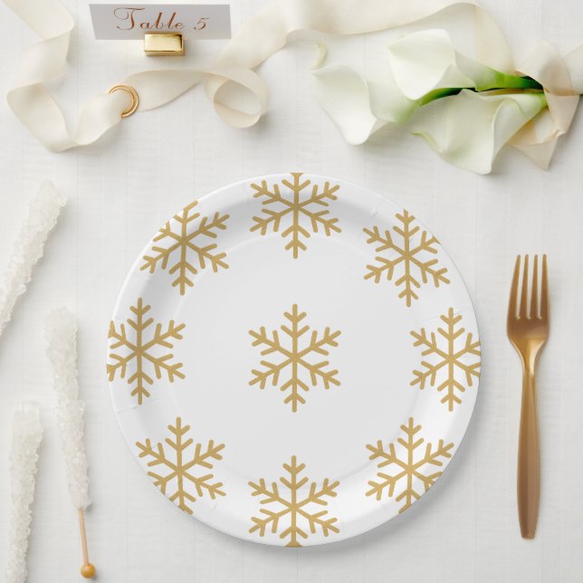 Gold Christmas Party Paper Plate (Wedding)