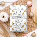 Gold Christmas Pattern#5 ID1009 Wrapping Paper<br><div class="desc">If you are wondering what colour combinations to pick for your Christmas decor and gift wrap supplies this year, I've created collections of coordinating patterns to make life just a bit easier. This eye-catching sketched design of abstract fir trees in a minimalist pattern is shown here in gold and black...</div>