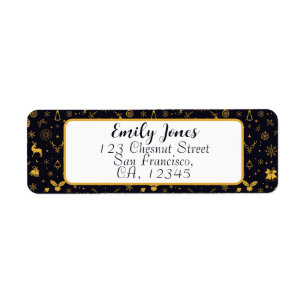 Gold Christmas Pattern Return Address Label