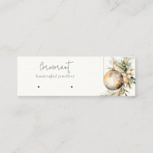Gold Christmas Pine Ornaments Earring Stud Holder Mini Business Card