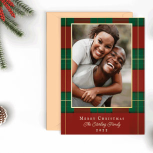 Gold Christmas Plaid Foil Holiday Photo Card
