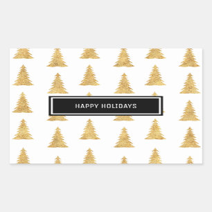 Gold Christmas Rectangular Sticker