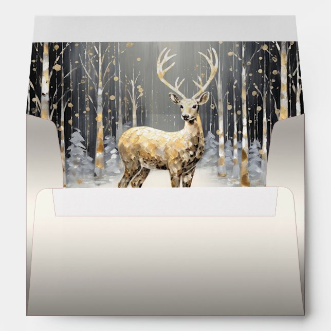 Gold Christmas Reindeer Holiday Envelope (Back (Bottom))