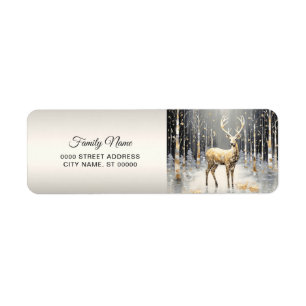 Gold Christmas Reindeer Holiday Return Address