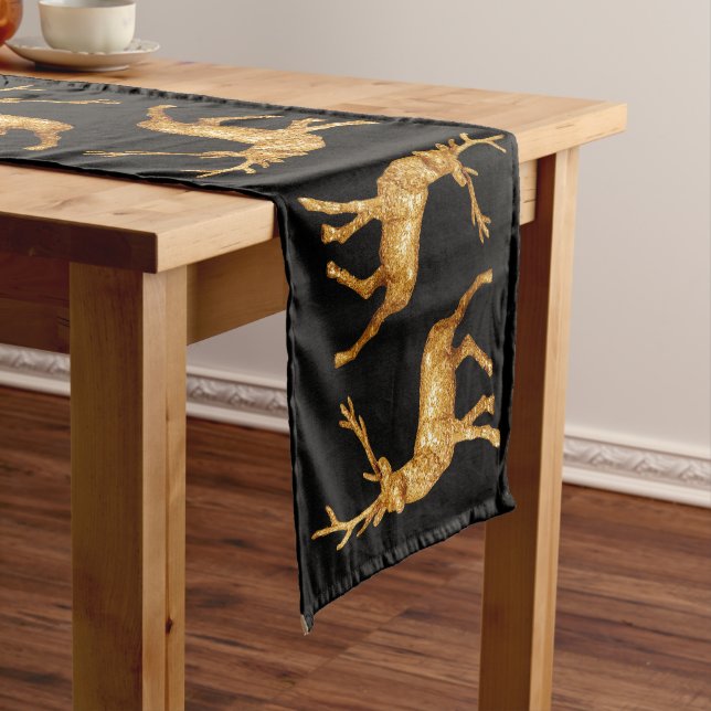 Gold Christmas Reindeer Short Table Runner (In Situ)