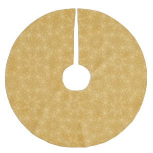 Gold Christmas Snowflake Flower Pattern Brushed Polyester Tree Skirt