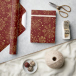 Gold Christmas Snowflakes On Red Wrapping Paper<br><div class="desc">Elegant gold tones,  Christmas abstract snowflake,  over a red background you can change on the website. Gold snowflakes come with a transparent background.</div>