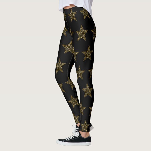 Gold Christmas Star Leggings (Left)