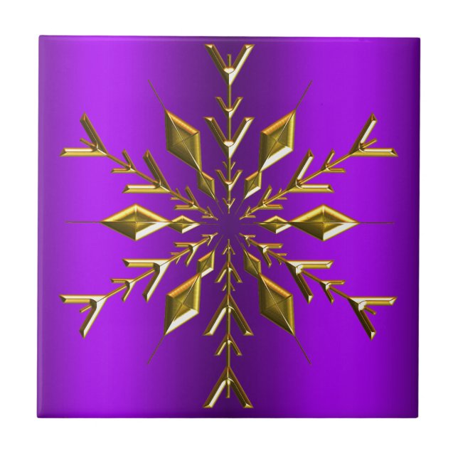Gold Christmas Star on Purple Tile (Front)