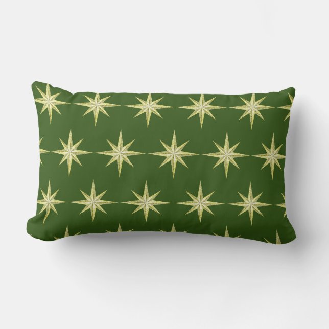 Gold Christmas Stars Lumbar Pillow (Front)