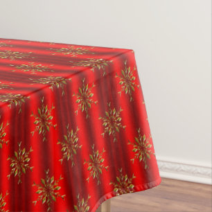 Gold Christmas Stars Red Christmas Tablecloth