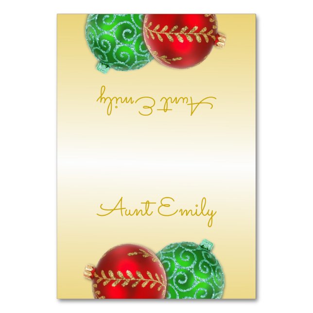 Gold Christmas Tented Place Cards (Front)