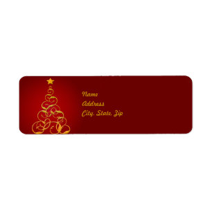 Gold Christmas Tree Address Label Template