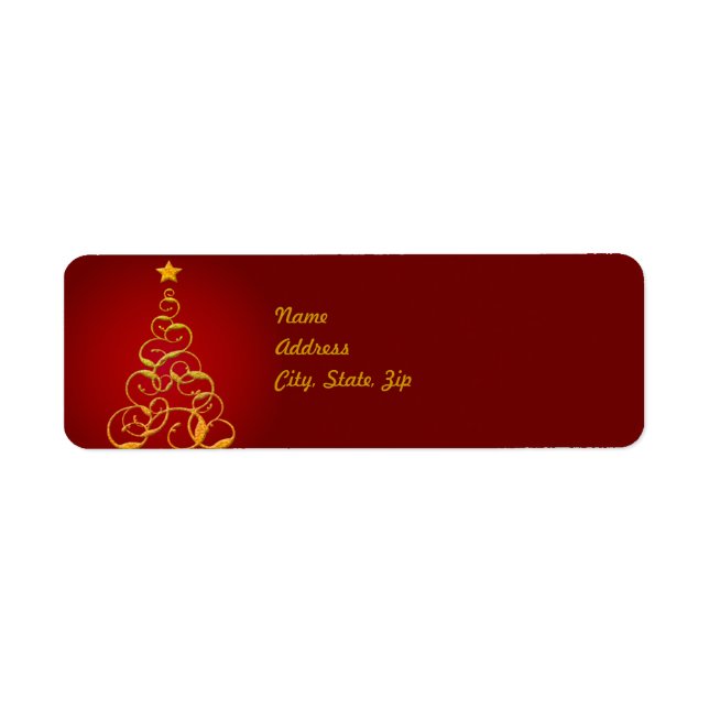 Gold Christmas Tree Address Label Template (Front)