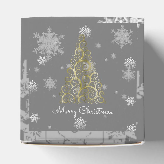 Gold Christmas Tree and Snowflakes Favour Box (Top)
