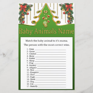 Gold christmas tree Baby Animals Name Game