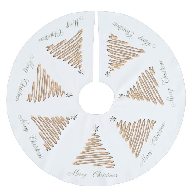 Gold Christmas Tree Brushed Polyester Tree Skirt (Front)