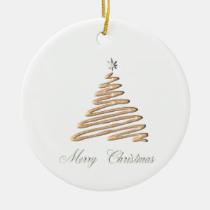 Gold Christmas Tree Ceramic Tree Decoration