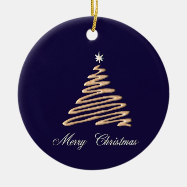 Gold Christmas Tree Ceramic Tree Decoration (Front)