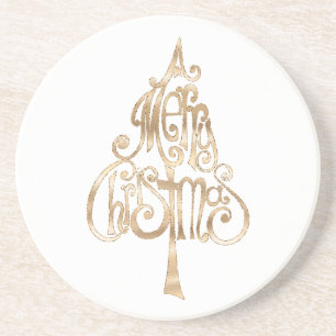 Gold Christmas Tree Coaster