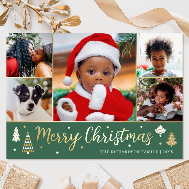 Gold Christmas Tree Custom Photo Forest Green (Creator Uploaded)