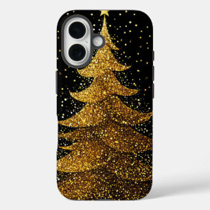 Gold Christmas Tree Elegant Festive Design iPhone 16 Case