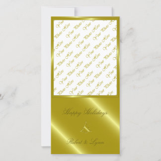 Gold Christmas Tree Embossed Greetings Holiday Card