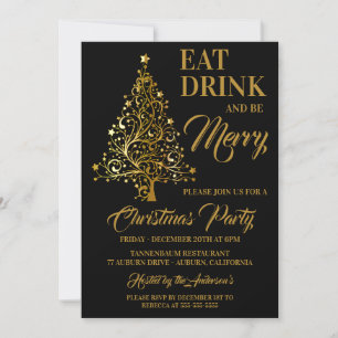 Gold Christmas Tree Invitation