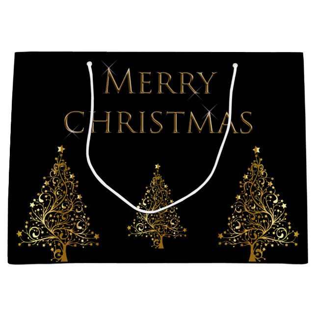 Gold Christmas Tree Large Gift Bag (Front)