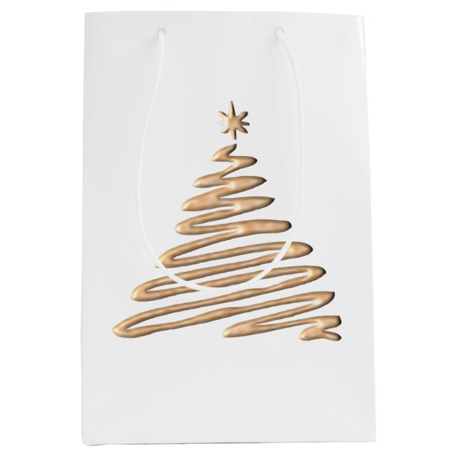 Gold Christmas Tree Medium Gift Bag (Front)
