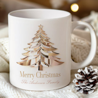 Gold Christmas Tree Mug | Custom Name