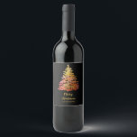 Gold Christmas Tree Name Gift Tag Wine Label<br><div class="desc">Get ready for the holiday season with this pretty gold Christmas tree wine label with name. Easy to change the text. Elegant,  festive design with black background.</div>