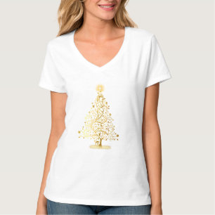 Gold Christmas Tree Shirt - white