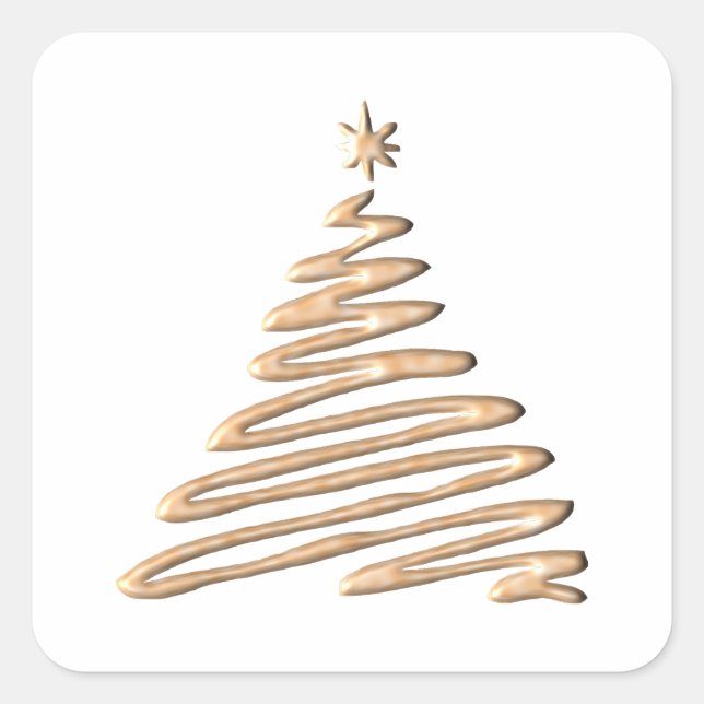 Gold Christmas Tree Square Sticker (Front)