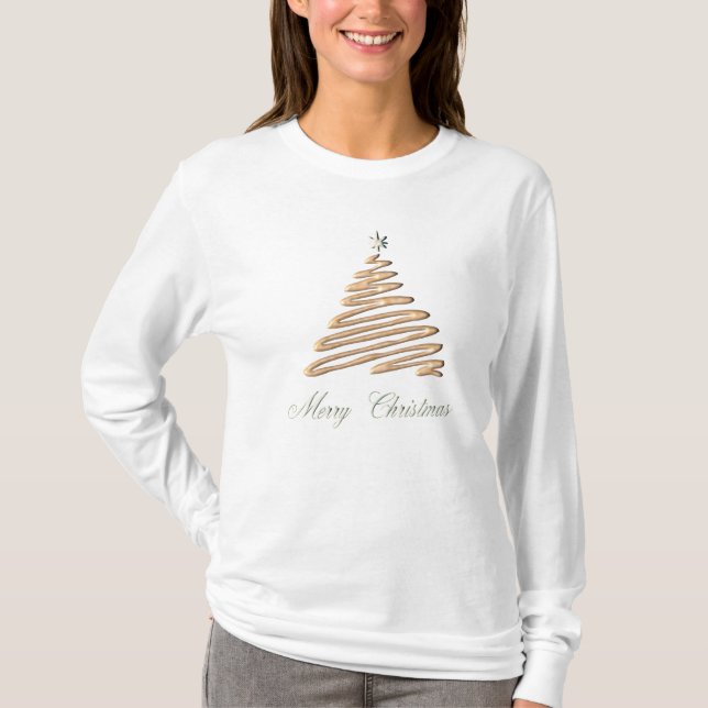 Gold Christmas Tree  T-Shirt (Front)