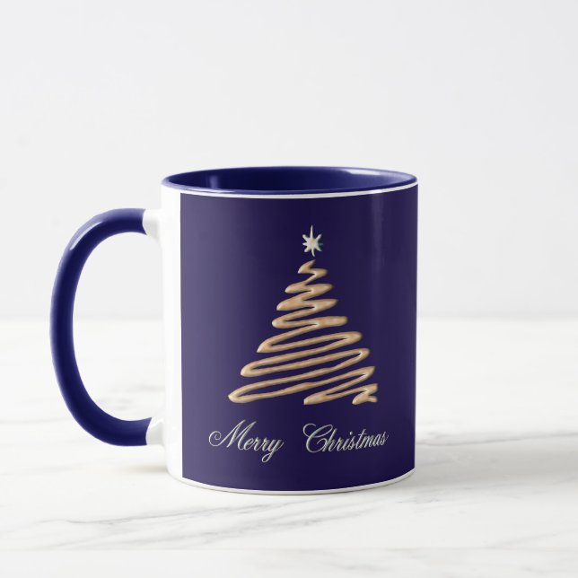 Gold Christmas tree with Merry Christmas  Mug (Left)